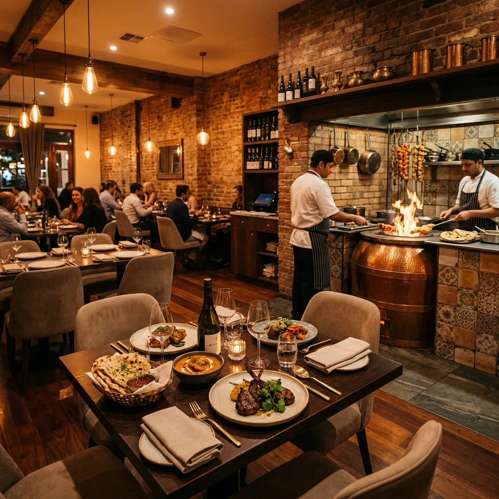 Cozy dining room and open flame cooking hearth at Grill & Chill