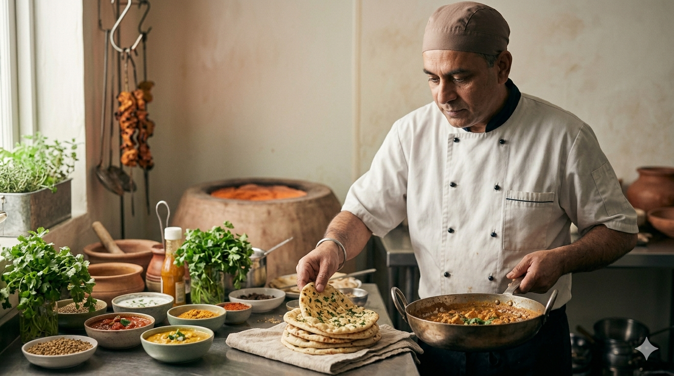 High-end grill restaurant interior with warm lighting